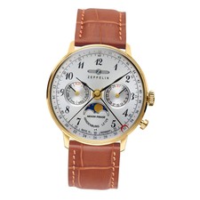 Zeppelin Damen-Armbanduhr - Hindenburg Mondphase - Quarz Leder braun UZ7039/1