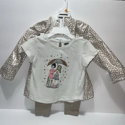 3 Piece 12 Months DKNY  Shirt Pants Rain Jacket NWOT Foto 1 de 4