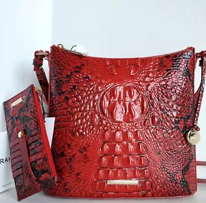 🌹Brahmin Katie Crossbody Lipstick Ombre Leather Messenger Bag + Slim Wallet NWT - Picture 1 of 11