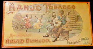 PLAQUE METAL SERIGRAPHIEE-BANJO TOBACCO DAVID DUNLOP9 USA N°707/3 - Foto 1 di 9