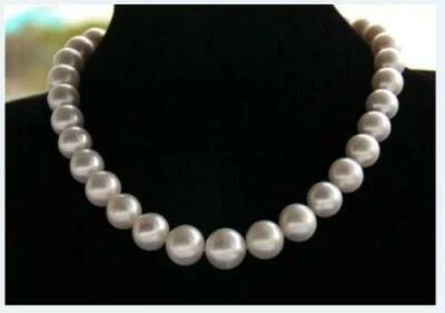 Enorme collar de perlas blancas redondas genuinas mar del sur natural 18"10-11 mm 875AAA Foto 1 de 4