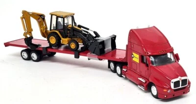 Norscot 1/50 CAT Flatbed Hauler Truck + 420D IT Backhoe Loader Rental Store   - Image 1 of 4