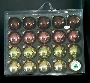 NEW! 20 Glass gold, bronze, nougat coloured Christmas Tree Baubles Decoration - Picture 1 of 2