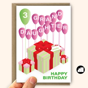 Granddaughter birthday card, personalised any NAME & AGE, size & message options - Picture 1 of 10
