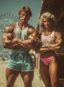 Vintage 1980's Photo of BODYBUILDER MAN WOMAN - GYM COUPLE CULTURE   303 - Picture 1 of 2
