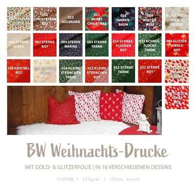 Weihnachtsstoffe - Baumwolle Meterware bedruckt - Baumwollstoff - 25 x 150 cm - Bild 1 von 4