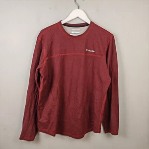 Columbia Shirt Mens Medium Red Long Sleeve Cotton Blend Crew Omni-Wick - Picture 1 of 9