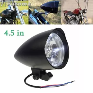 4.5" Motorcycle Tri-Bar Bullet Headlight Head Lamp For Harley Bobber Chopper - Picture 1 of 9