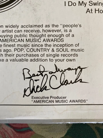 dick clark autograph Album Cover 100% Authentic AMA Vinyl RARE!! Cover