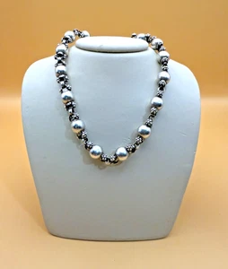 Vintage Sterling Silver 9mm ball Necklace 18 inch 48.4 gr. - Picture 1 of 8