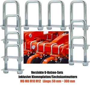 Verzinkt U-Bügelschraube Quadrat Bolzen Bugel Mit Klemmplatte & Sechskantmutt - Bild 1 von 183