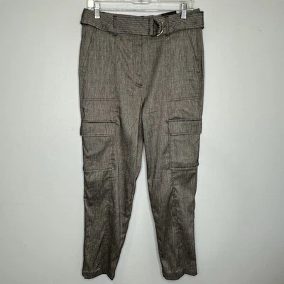 WHBM Белый дом черный рынок подпоясанный сужающийся лодыжки грузовой льняной смеси брюки 8 новый с Ярлыками - Изображение 1 из 4