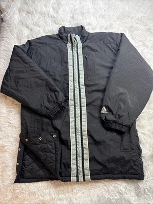Vintage 1990’s ADIDAS Parka Jacket Men’s Medium M Long Coat Puffer Quilted Black - Image 1 of 4
