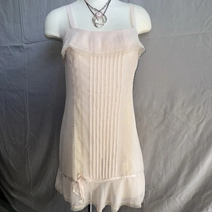 RYA COLLECTION Anthro Chemise Lingerie Dress XS Sheer Blush Pink Lace Coquette - Picture 1 of 16