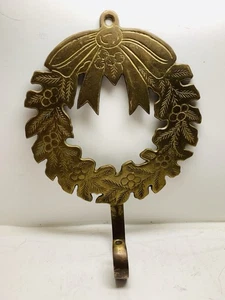 Brass Wreath Wall Hanger Hook 9 Inch Tall - Picture 1 of 2