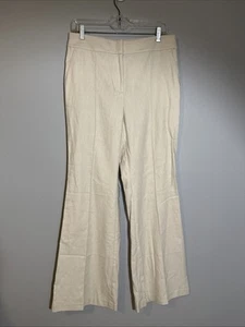 Ann Taylor Loft Damenhose weites Bein Leinenmischung 8 creme elfenbeinfarben elegant Business - Bild 1 von 14