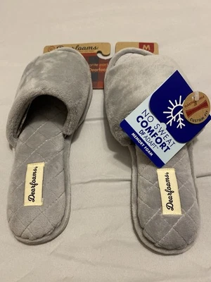 Zapatillas de espuma viscoelástica gris y azul Dearfoams para mujer talla mediana 7 - nuevas con etiquetas Foto 1 de 4
