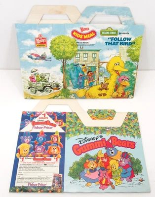 Lote de cajas de comida para niños Wendy's Disney Gummi Bears Sesame Street Follow That Bird años 80 Foto 1 de 4