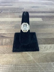 Anello massonico uomo vintage in oro 14 carati e diamanti testato misura 9 - Foto 1 di 8