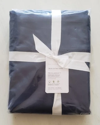 Pottery Barn PB Classic 3-pc Sheet Set TWIN XL Organic NAVY BLUE - Image 1 of 4
