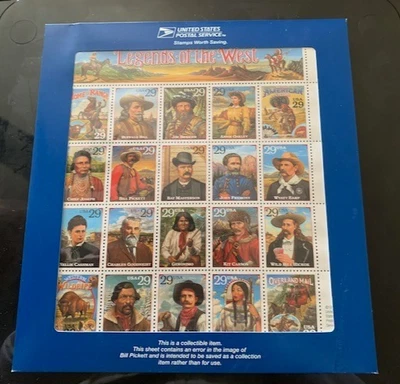 LEGENDS OF THE WEST ERROR RECALLED SHEET-20 SCOTT#2870 1994 29ct With Letter - Image 1 of 4