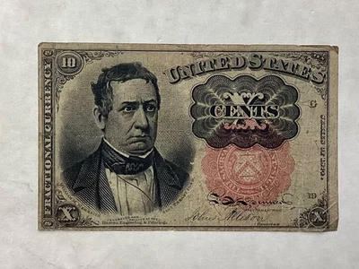 ~ FR 1265 - TEN 10 CENTS FIFTH / 5TH ISSUE FRACTIONAL CURRENCY NOTE - MEREDITH - Image 1 of 2