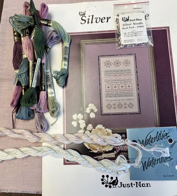 Just Nan "Silver Needle" Pattern, Bead Pack, Silk, DMC, & Fabric VINTAGE - Image 1 of 4