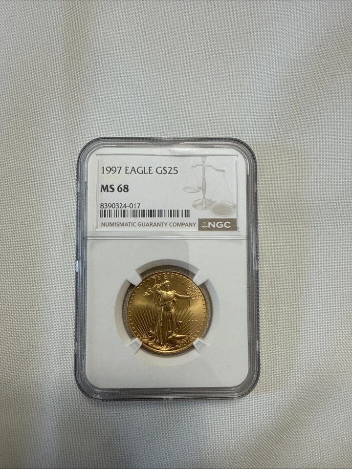 1997 Eagle G$25 NGC MS68 Gold Eagle 1/2 Oz - Image 1 of 4