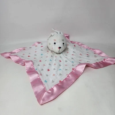 Bananafish Conejo Muselina Conejo Manta de Seguridad Corazones Rosa Lovey Satén Foto 1 de 4