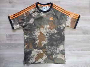 Adidas Originals Camo Wald Natur T-Shirt XS Orange Streifen 100% Baumwolle - Bild 1 von 5