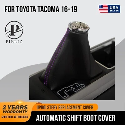 Automatic Shift Boot Cover PVC Leather for Toyota Tacoma 16-19 Purple Stitch - Изображение 1 из 4