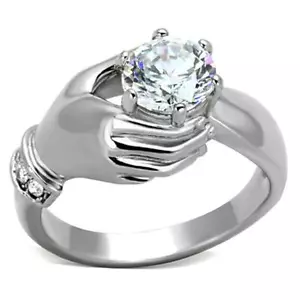 Anillo de Compromiso de Moda 8mm Transparente CZ Abril Piedra de Nacimiento Acero Inoxidable TK316 - Imagen 1 de 25