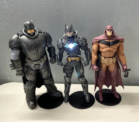 McFarlane Toys Batman 7” Action Figure Lot Hazmat Suit, White Knight & Armored Cover