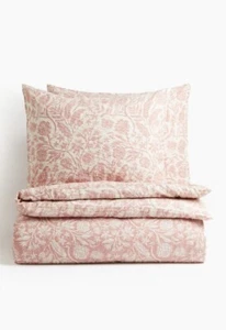 Floral & Artichoke Duvet Cover Dusty Rose King 2 King Pillowcases 3p Farmhouse - Picture 1 of 2