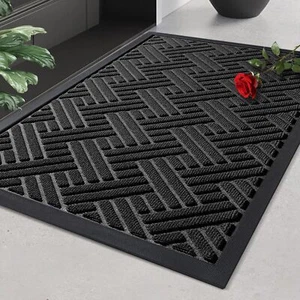 Entrance Mat Indoor Outdoor Heavy Duty Front Door Mats Carpet Black - Picture 1 of 6