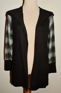 New Womens Maurices XS Top Black Plaid Long Sleeve Lightweight Hooded Jacket - Picture 1 of 3