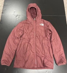The North Face Winter Jacket Girls Large L Maroon Reversible Parka Sherpa Lining - Picture 1 of 6