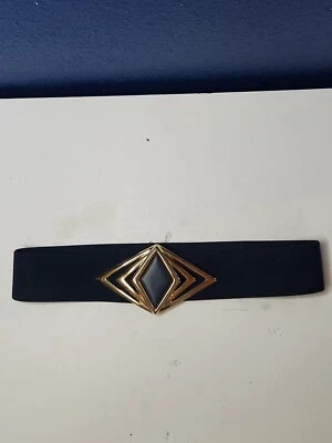 Cinturón para mujer Nan Lewis de colección cintura elástica azul marino y dorado diamante Foto 1 de 4