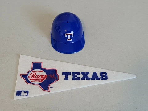 Vintage 1980's Laich MLB Matching Mini Helmet & Pennant  - Texas Rangers Cover