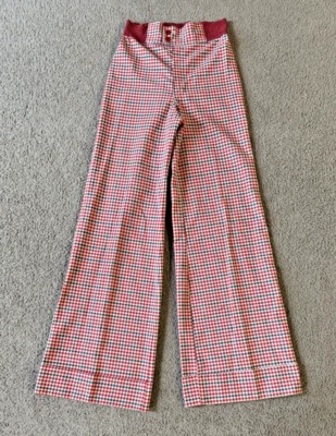 Pantalones de pierna ancha hippie a cuadros ropa deportiva dama Wrangler años 70 de colección - talla 24-28 Foto 1 de 4