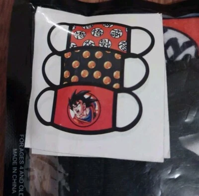 3 MASCARILLA FACIAL DE TELA DRAGON BALL Z JUVENTUD 4 AÑOS + COLOR NARANJA NEGRO LAVABLE Foto 1 de 4