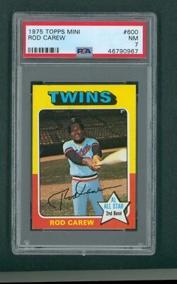 1975 Topps Mini Baseball Card - #600 Rod Carew, PSA 7 NM - Image 1 of 2