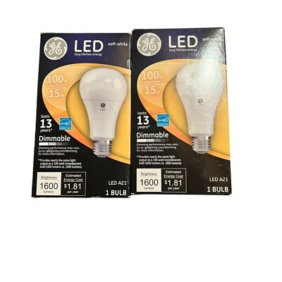 Led Soft White Light Bulb 100W Replacement/15W LED A21   2- Bulb Last 13 Years - Image 1 of 4