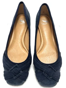 Nurture Womens Ballet Flats Size 8.5M Callista Navy Leather Metallic Shimmer #E - Picture 1 of 9
