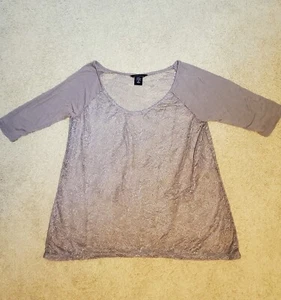 Victoria's Secret Moda International Tan Semi Sheer 3/4 Lace Top Size Small - Picture 1 of 5