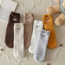 5/1Pairs Cute Bear Fluffy Thick Fleece Sleep Floor Socks Winter Warm Socks Girls