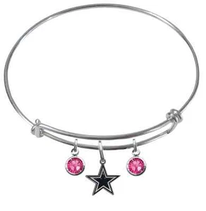 Pick Your Team - Pink Gems Wire Bangle Bracelet Crystal Rhinestone Football - Picture 1 of 32