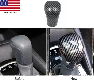 Black Carbon Fiber Shift Knob Cover Trim For 2019+ Toyota Corolla Cross Avalon - Image 1 of 4