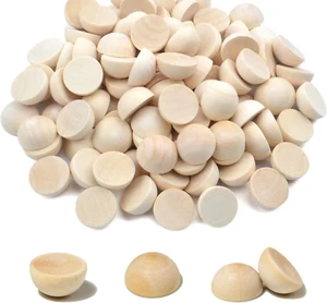 100 PCS 25Mm Split Wood Balls, Small Natural Unfinished Half round Wooden Beads - Picture 1 of 5
