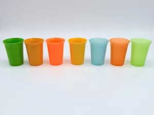 Set: 7 Vintage 6 Oz Tupperware Kids Bell Tumblers Cups #109 Orange Blue Yellow - Picture 1 of 4